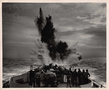 Depth Charge Attack from a Coast Guard Cutter