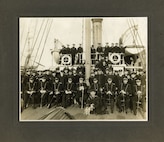 USCGC Manning Officers, Crew & Mascots; date unknown.
