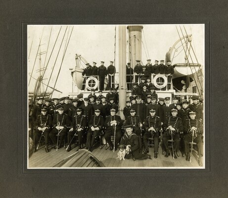 USCGC Manning Officers, Crew & Mascots; date unknown.