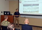 JOINT BASE SAN ANTONIO-FORT SAM HOUSTON – (Sept. 30, 2022) – Peter Sprenger assigned to the Directed Energy Bioeffects Department of Naval Medical Research Unit (NAMRU) San Antonio, speaks about directed energy (DE) during the second “Mission Possible,” an information-sharing event held at the Tri-Service Research Laboratory. The purpose of “Mission Possible” is to better inform members of the command on the tactics, techniques, and procedures of the three science directorates to include the resource acquisitions and administrative directorates. NAMRU San Antonio’s mission is to conduct gap driven combat casualty care, craniofacial, and directed energy research to improve survival, operational readiness, and safety of Department of Defense personnel engaged in routine and expeditionary operations. It is one of the leading research and development laboratories for the U.S. Navy under the DoD and is one of eight subordinate research commands in the global network of laboratories operating under the Naval Medical Research Center in Silver Spring, Md. (U.S. Navy photo by Burrell Parmer, NAMRU San Antonio Public Affairs/released)