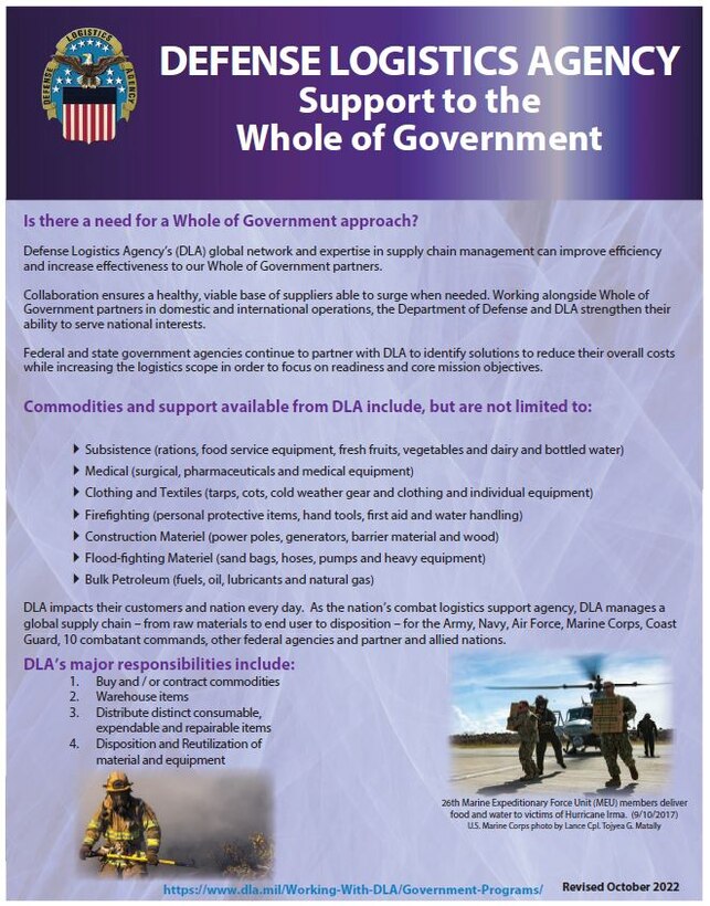 Support to the whole of government spec sheet