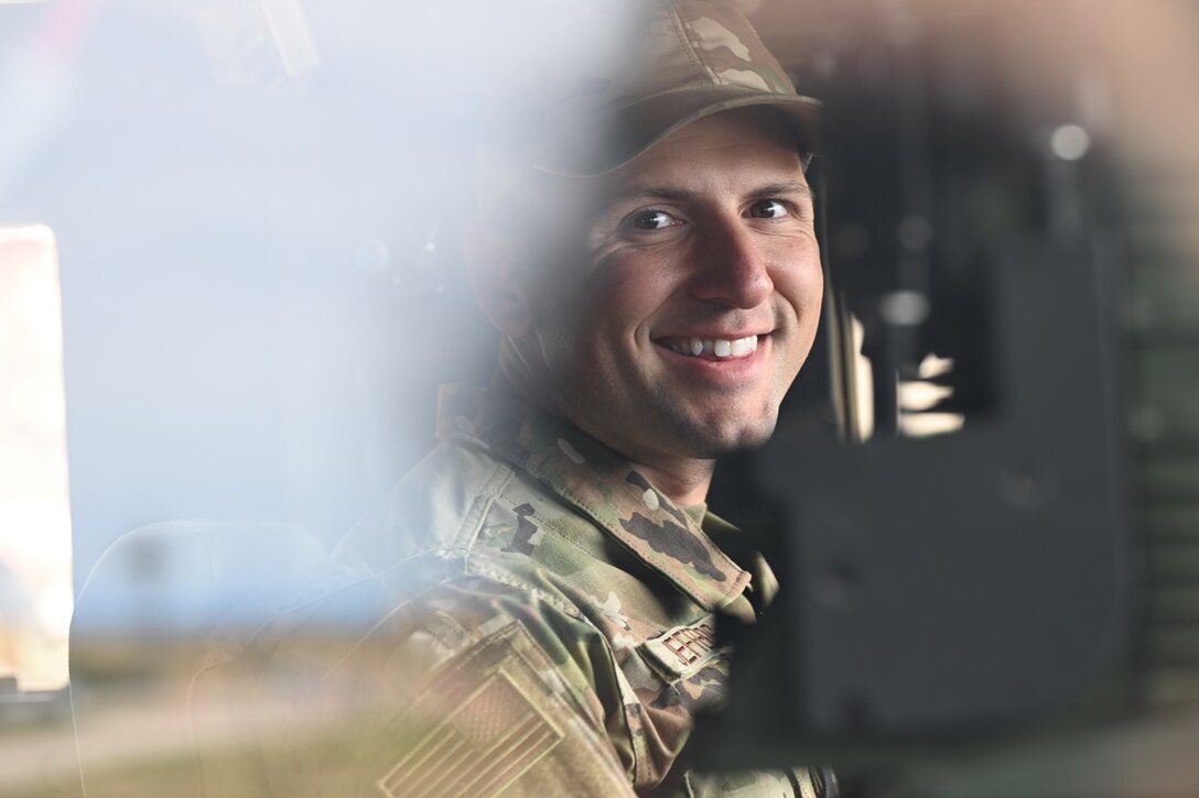 Airman 1st Class Shawn Jefferds, 28th Civil Engineer Squadron emergency management apprentice, smiles for a photo during the Prime Base Engineer Emergency Force Challenge at Ellsworth Air Force Base, S.D., Sept. 21, 2022.