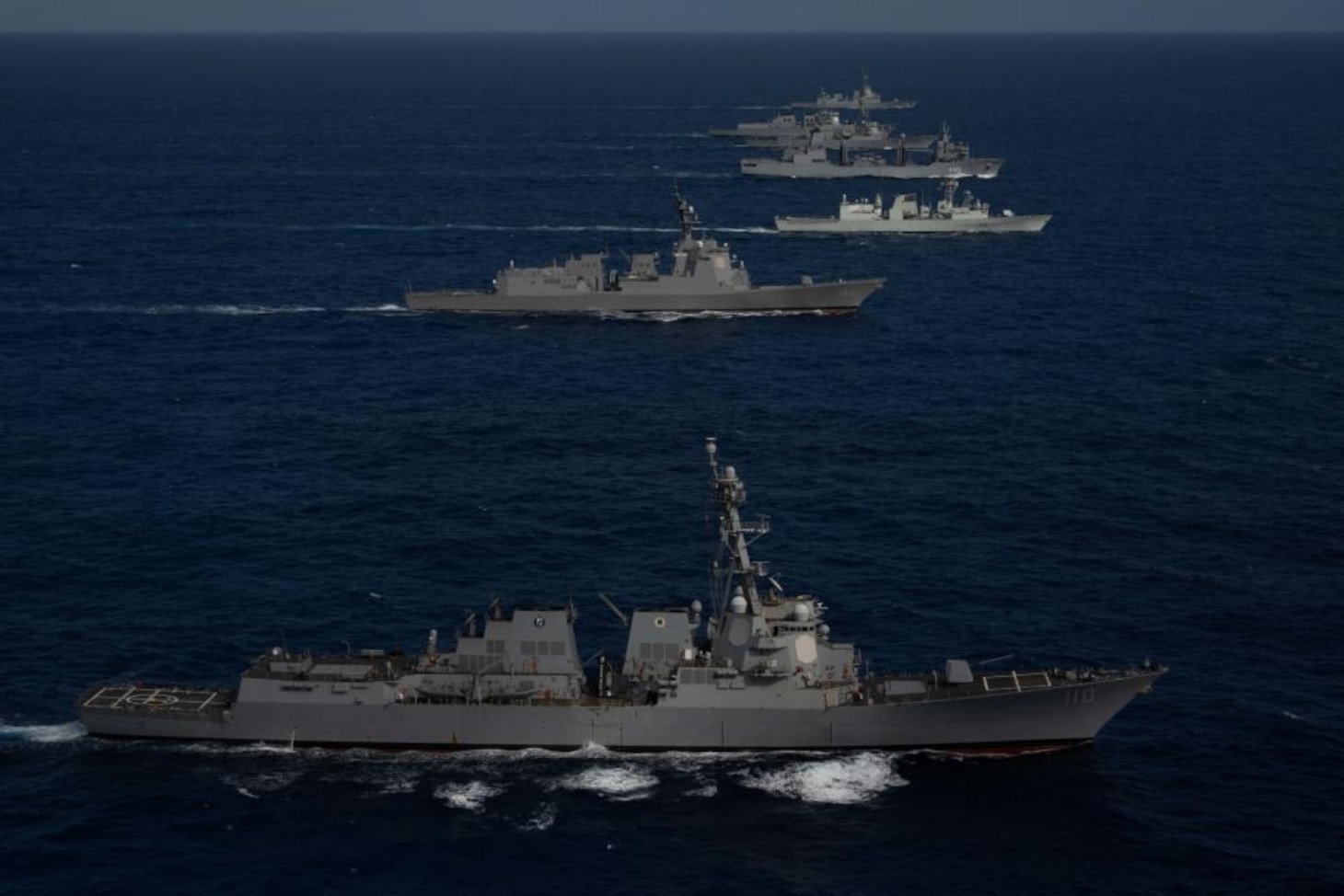 Multinational ships sail in formation during Pacific Dragon 2022, Aug. 12.
