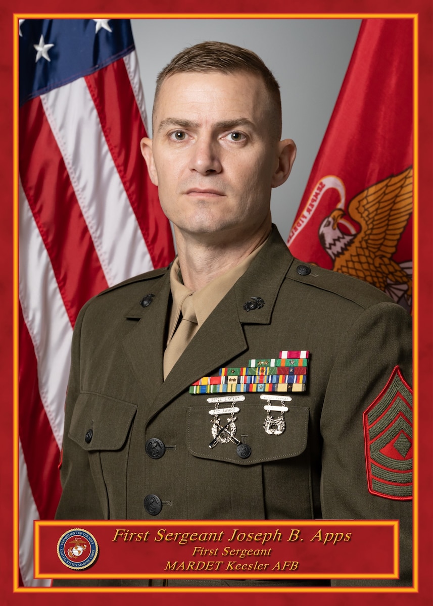 Official photo of First Sergeant Joseph Apps, Keesler Marine Detachment first sergeant.