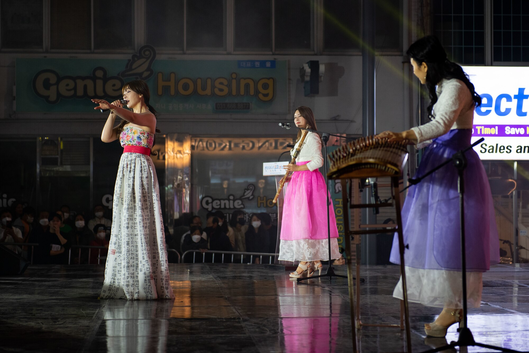 Musical group “Lucid” performs a fusion of modern and classic Korean music during the 19th Republic of Korea and the United States Cultural Festival, in front of Osan Air Base, Republic of Korea, Oct. 8, 2022.
