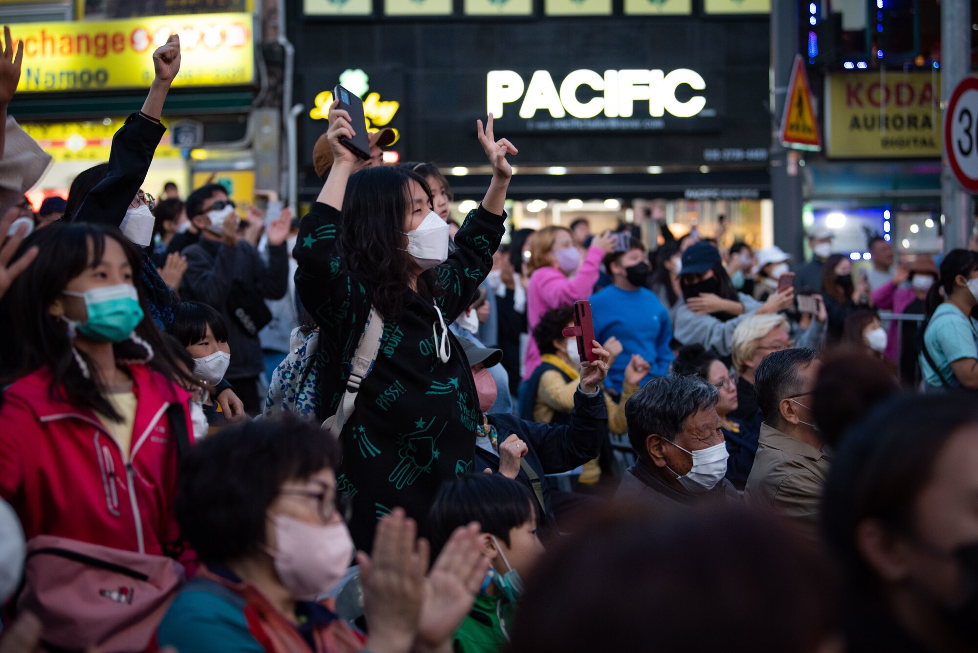 Attendees cheer for performers during the 19th Republic of Korea and the United States Cultural Festival, in front of Osan Air Base, Republic of Korea, Oct. 8, 2022.