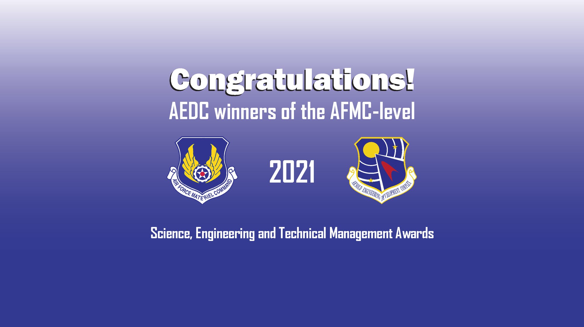 Arnold Engineering Development Complex winners of the Air Force Materiel Command-level Science, Engineering and Technical Management Awards graphic (U.S. Air Force graphic by Brooke Brumley)