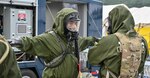 New York National Guard members of the 152nd Engineer Battalion decontaminate other Soldiers who have finished search and rescue operations as part of a Homeland Response Force validation exercise at Fort Indiantown Gap, Pennsylvania, Sept. 10, 2022. The exercise was to evaluate and prepare the units involved to respond to a manmade or natural disaster.