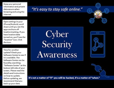 Theme: "It's easy to stay safe online."
There are plenty of simple ways to keep personal information and private data secure when browsing and using the internet. 
Resources: 
https://www.yeoandyeo.com/.../october-is-national...
https://www.guidepointsecurity.com/.../cybersecurity.../
https://www.sans.org/mlp/cybersecurity-awareness-month-2022/
https://staysafeonline.org/.../cybersecurity-awareness.../
It's not a matter of "if" you will be hacked, it's a matter of "when."