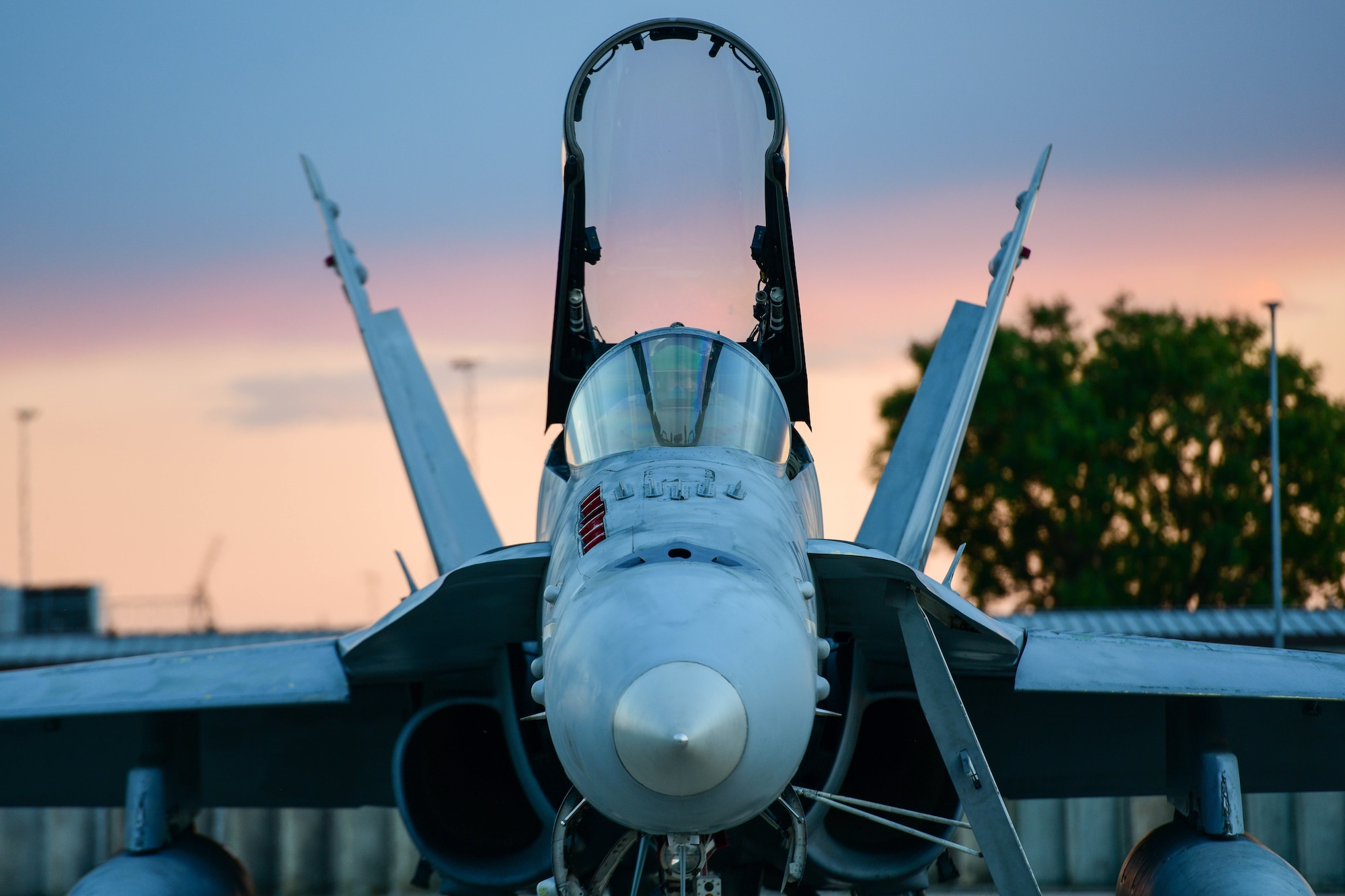 A United States Marine Corps F/A-18 Hornet assigned to the Marine Fighter Attack Squadron 323 based out of Marine Corps Air Station Miramar, California, prepares for takeoff at Aviano Air Base, Italy, Sept. 20, 2022. Joint operations allow each squadron to develop realistic training concepts and establish necessary processes and relationships to smoothly deploy in the future. (U.S. Air Force photo by Senior Airman Brooke Moeder)