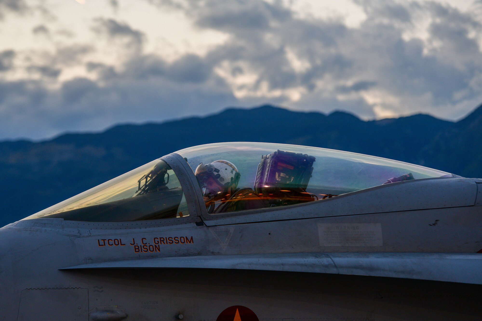 A United States Marine F/A-18 Hornet assigned to the Marine Fighter Attack Squadron 323 based out of Marine Corps Air Station Miramar, California, prepares for a training sortie at Aviano Air Base, Italy, Sept. 20, 2022. The VMFA-323 Squadron integrated with the 510th Fighter Squadron and practiced dogfighting, where one F-16 would be paired with one F-18 and whoever gets "gunned" loses. (U.S. Air Force photo by Senior Airman Brooke Moeder)