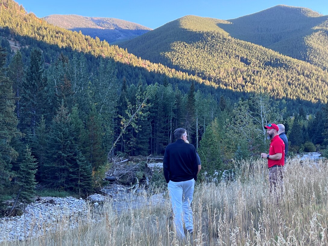 U.S. Army Corps of Engineers, Mobile District Planning and Response Team members assess debris removal in  Montana Oct. 5, 2022. FEMA requested the Corps to estimate debris removal from several rivers and streams throughout Montana because of flooding in the state in June. (Courtesy photo)