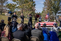 The Utah National Guard Honor Guard conducts Funeral Honors for the surviving family of U.S. Army Air Corps Sgt. Elvin L. Phillips, an Airman who was killed 79 years ago during World War II. Family from several states, friends, first responders, and service members gathered to render respect during the funeral at Utah Veterans Cemetery & Memorial Park in Bluffdale, Utah, Oct. 11, 2022. (U.S. Army National Guard Photo by Staff Sgt. Jordan Hack)