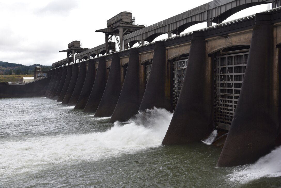 Spillway releases water