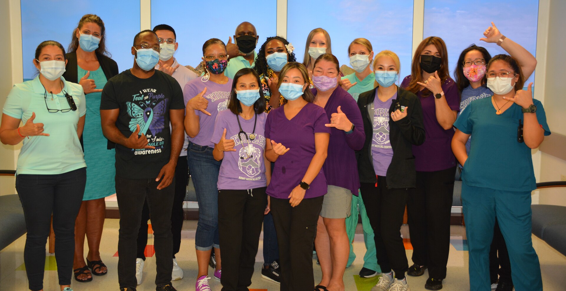 In support of Suicide Awareness month, Tripler Ohana wore the supporting colors of Purple and Teal.