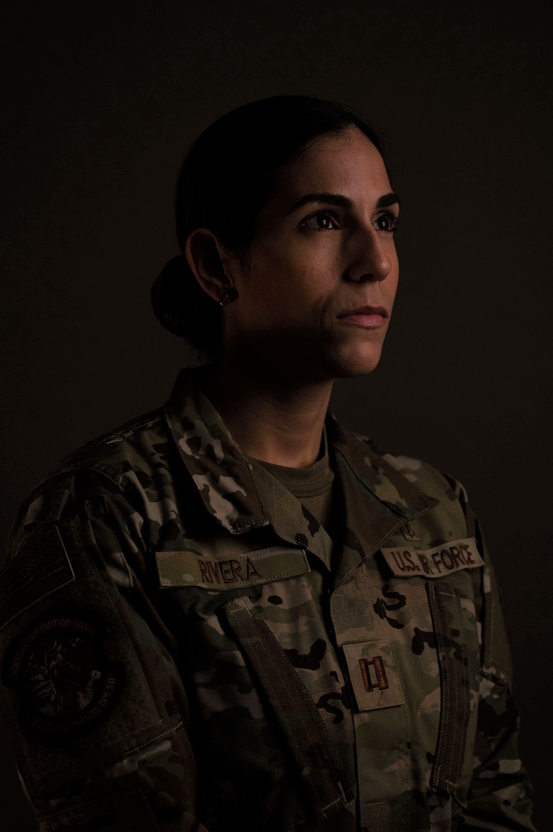 U.S. Air Force Captain Adamaris Rivera, 354th OMRS officer in charge of pharmacy services, poses for a photo during Hispanic Heritage month at Eielson Air Force Base, Alaska, Sept. 9, 2022.