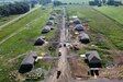 An aerial view of the Innovative Readiness Training construction site in Tahlequah, Oklahoma, June 2022. Construction is being completed for the IRT Cherokee Veterans Housing Initiative, which is a multi-year project that allows Guardsmen and Reservists from the Marines, Army, Navy and Air Force to build homes each year for Cherokee Veterans.