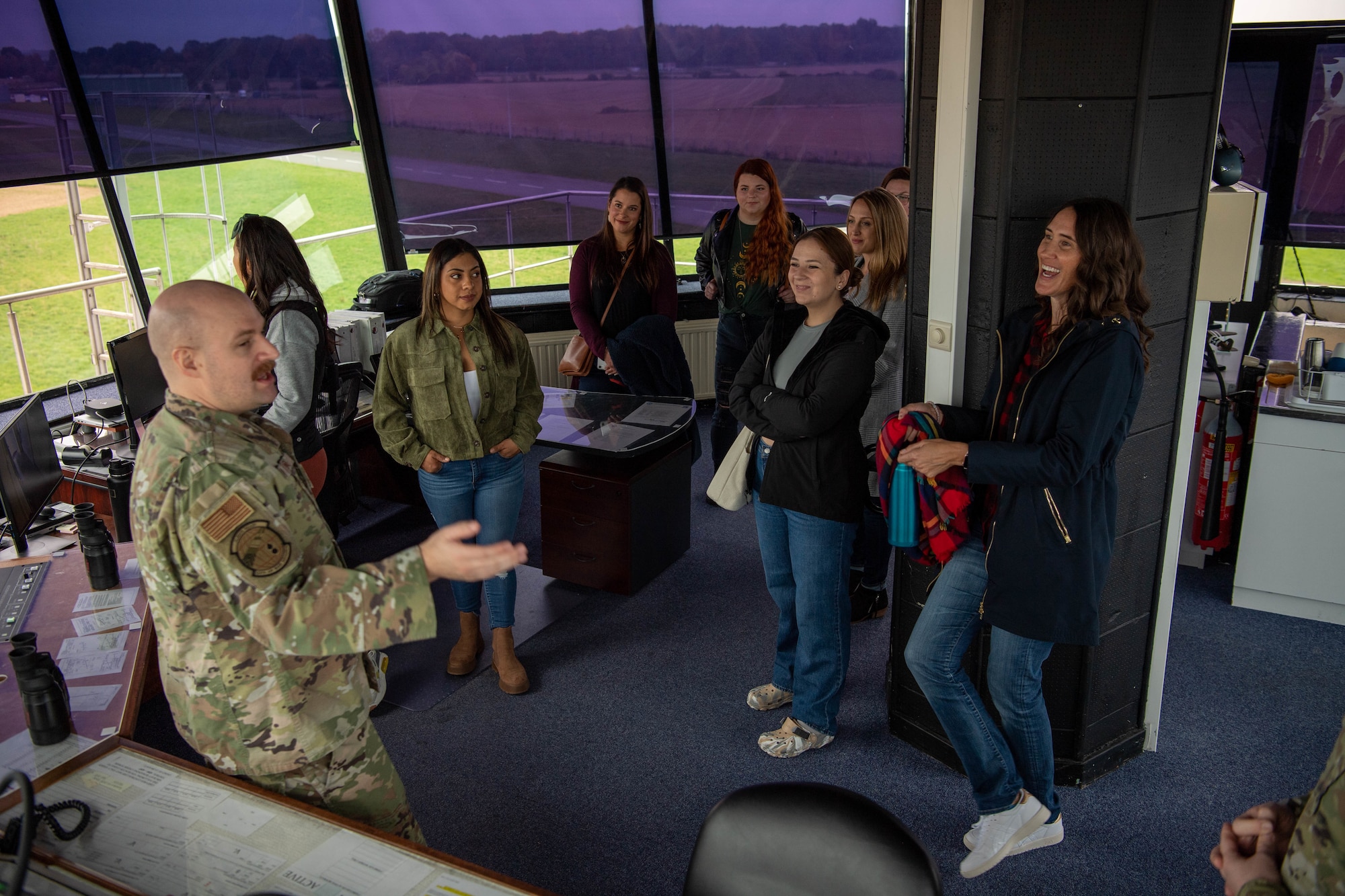 Spouses visit air traffic control tower