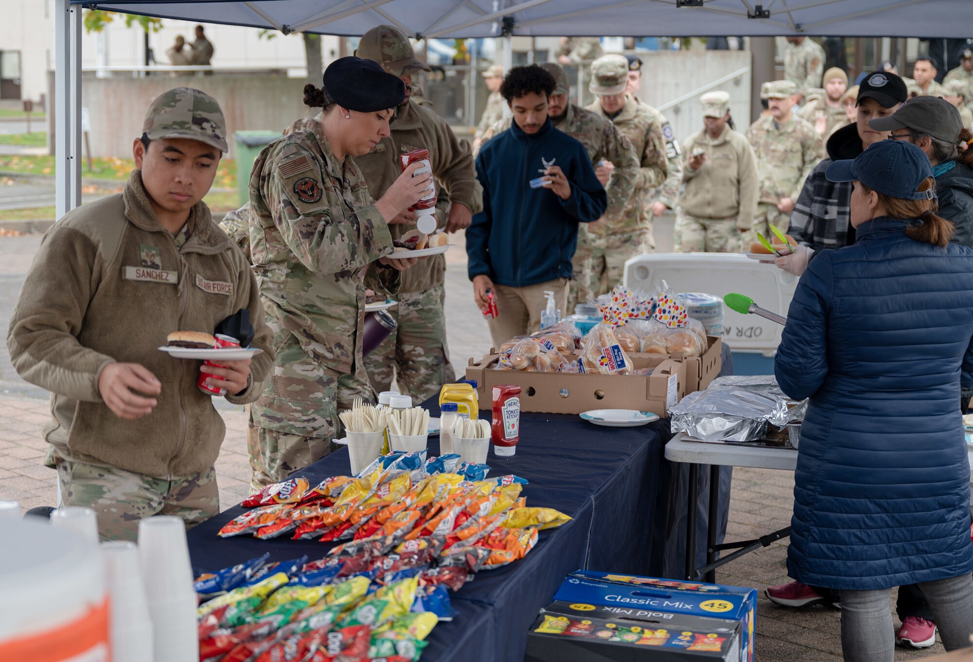 man serve and eat food