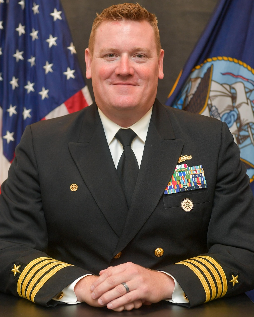 Official studio photo of Capt. Benjamin Oakes, commanding officer, USS New York (LPD 21)