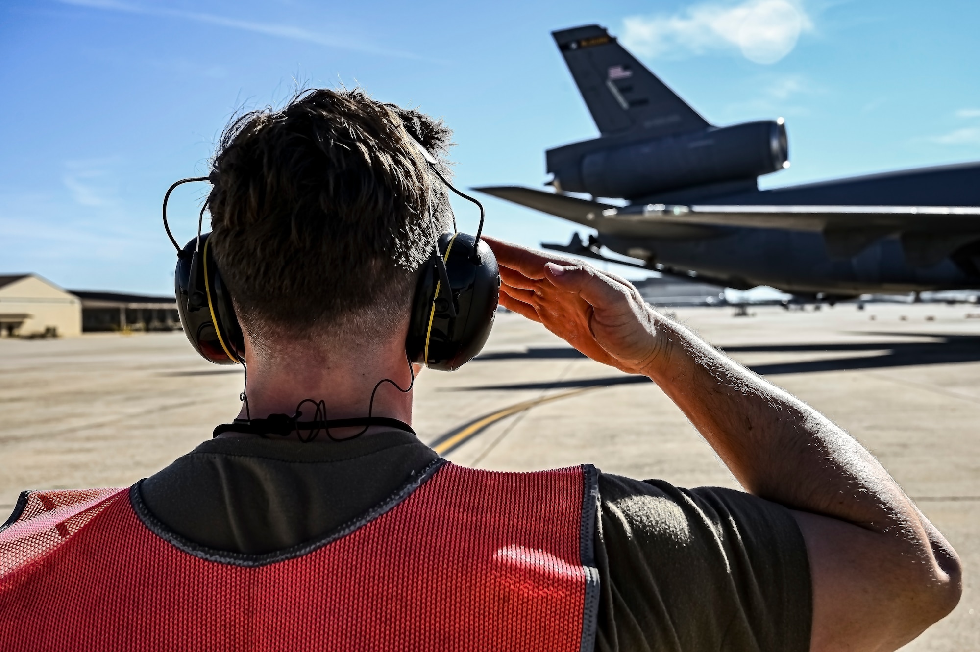U.S. Air Force Senior Airman Austin Sondergard, 605th Aircraft Maintenance Squadron crew chief, performs pre-flight checks on a KC-10 extender at Joint Base McGuire-Dix-Lakehurst, N.J. on Oct. 10, 2022. Sondergard received brain surgery to remove an arteriovenous malformation, and later suffered losses to both memory, speech, and motor skills due to a stroke. Recovered, Sondergard returned to his duties as a Crew Chief and hobby as an avid powerlifter.