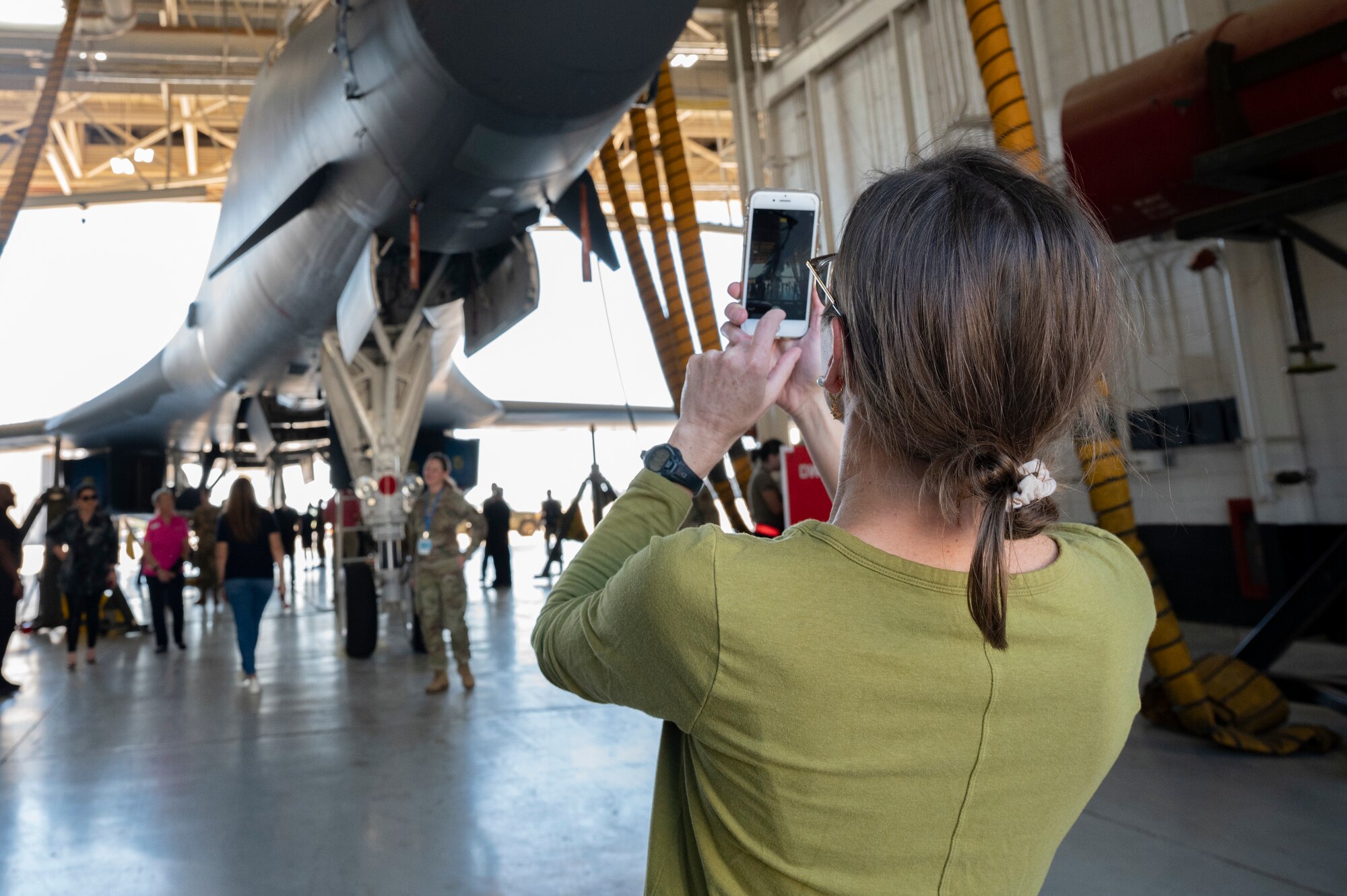 An Abilene, Texas medical professional tours a B-1 during a medical provider collaboration tour at Dyess Air Force Base, Texas, Oct. 14, 2022. The event created a space where on-base and off-base medical providers and staff could sync with one another. By showcasing the base, aircraft, and the Lift and Strike mission, local community partners can connect to the population that they are supporting. (U.S. Air Force photo by Senior Airman Josiah Brown)