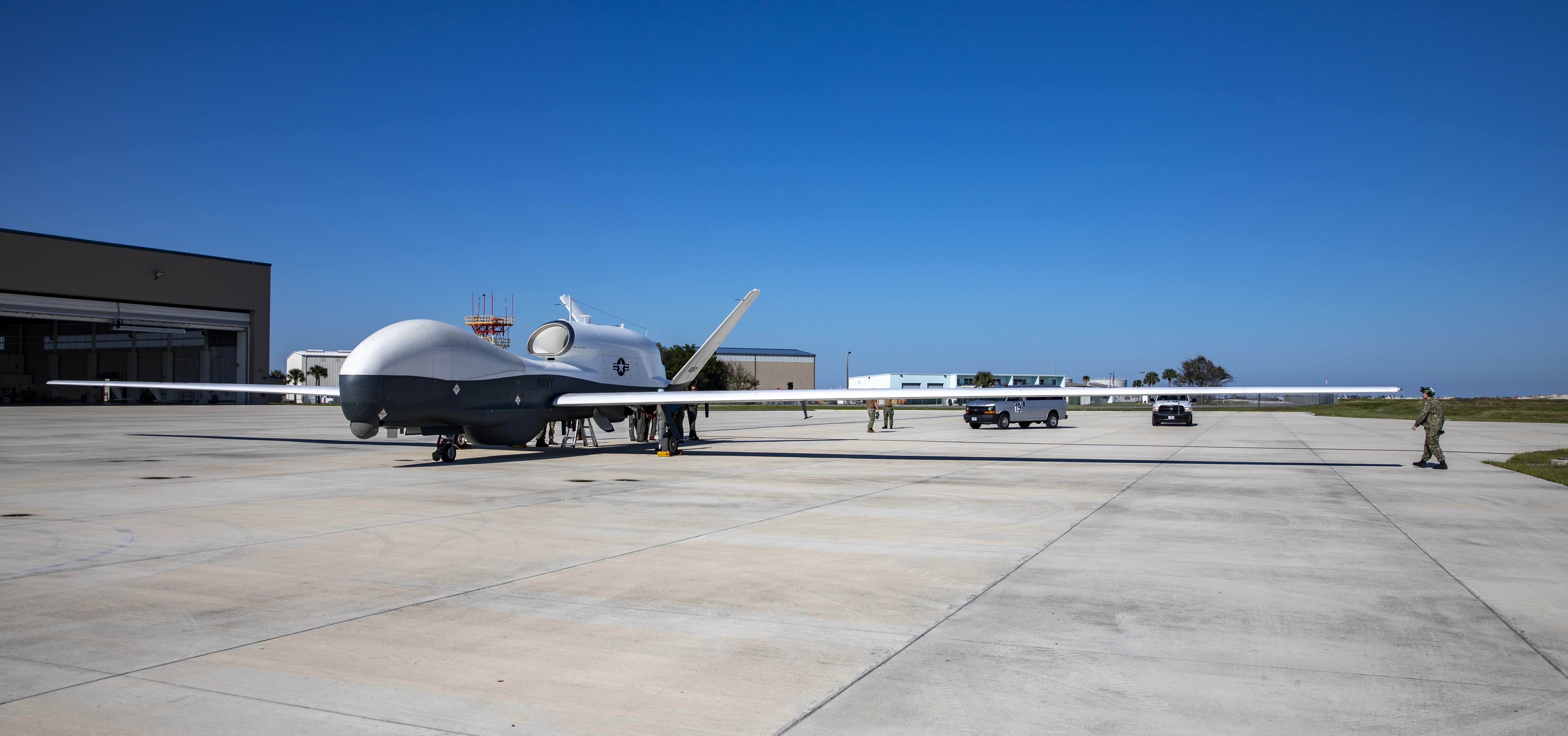 An MQ-4C Triton Unmanned Aircraft System (UAS) assigned to Unmanned Patrol Squadron 19 (VUP-19), lands at Naval Station Mayport, Florida, Oct. 14, 2022.