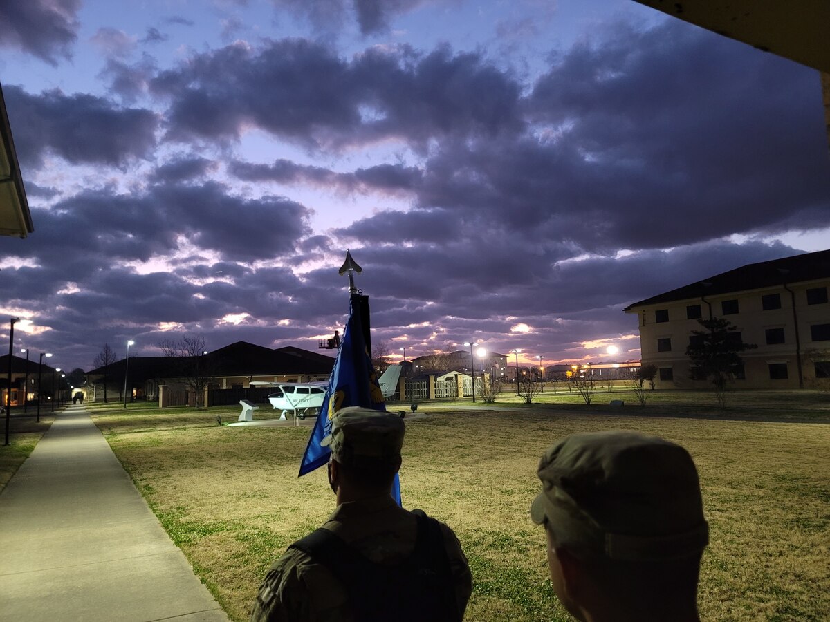 OTS Trainees looking at the sky before dorm inspection