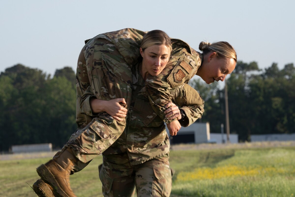 OTS Trainees performing a fireman's carry