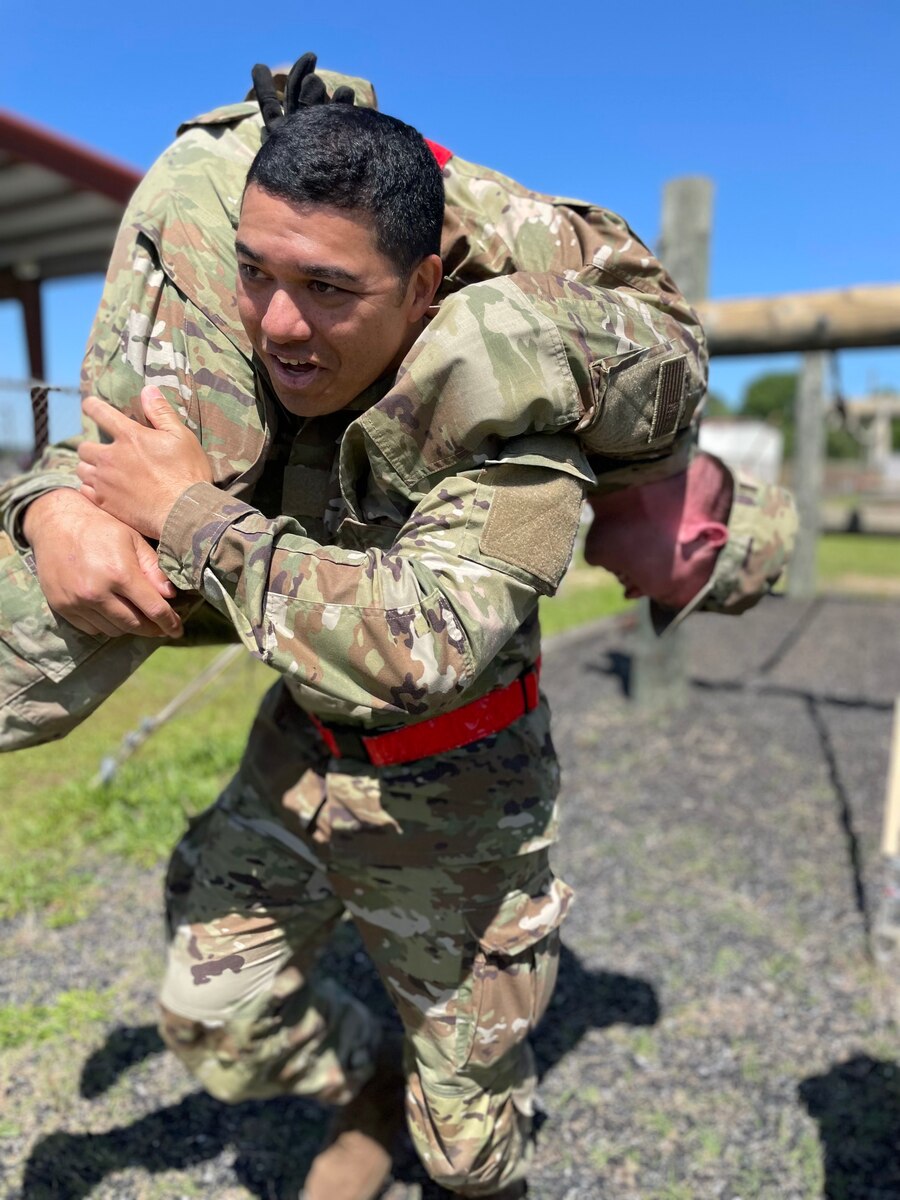 OTS Trainee performing a firemans carry