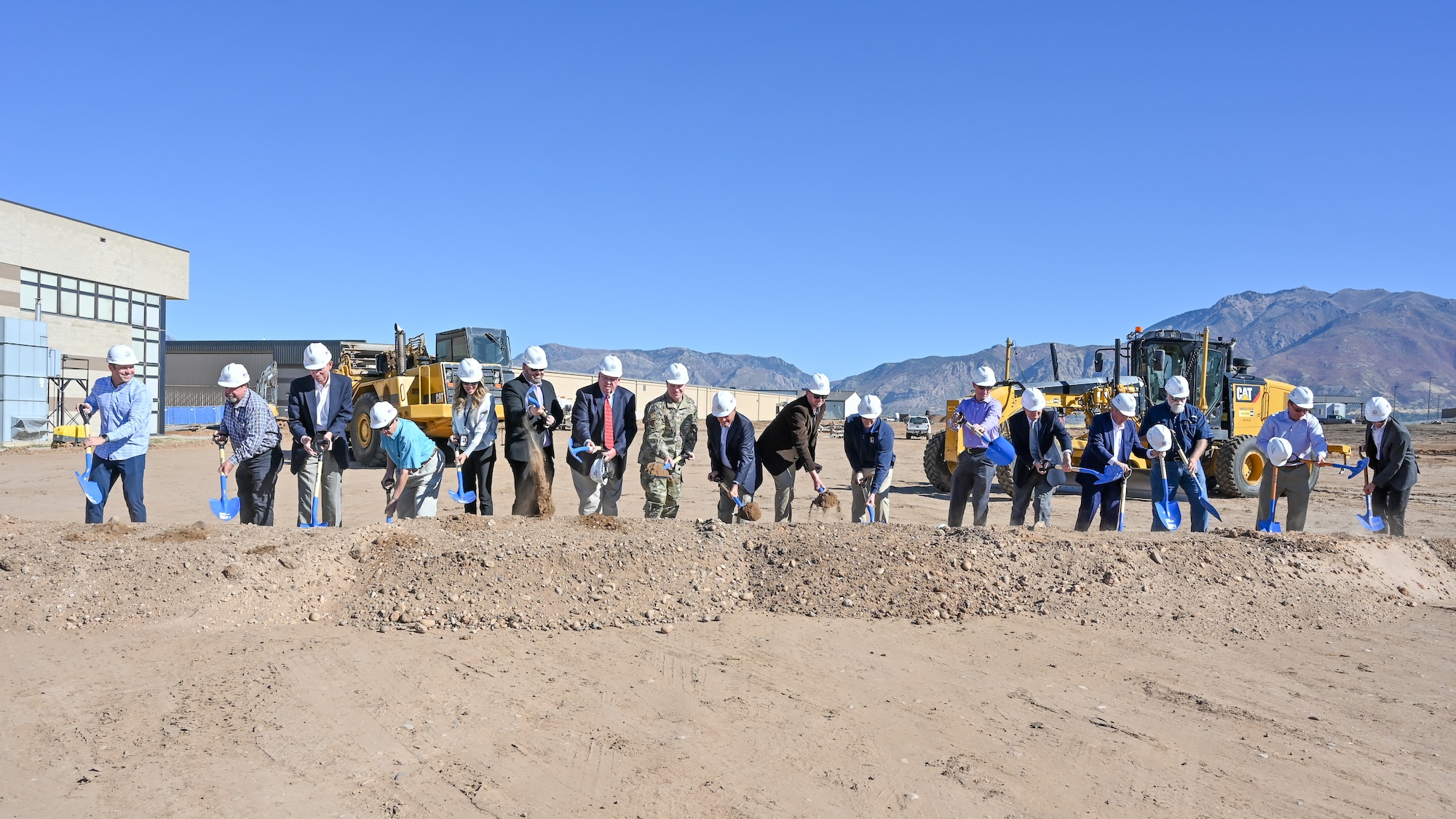Community members and Hill Air Force Base leaders break ground on a new 81,000-square-foot gallery Oct. 17, 2022, at the Hill Aerospace Museum, Utah.