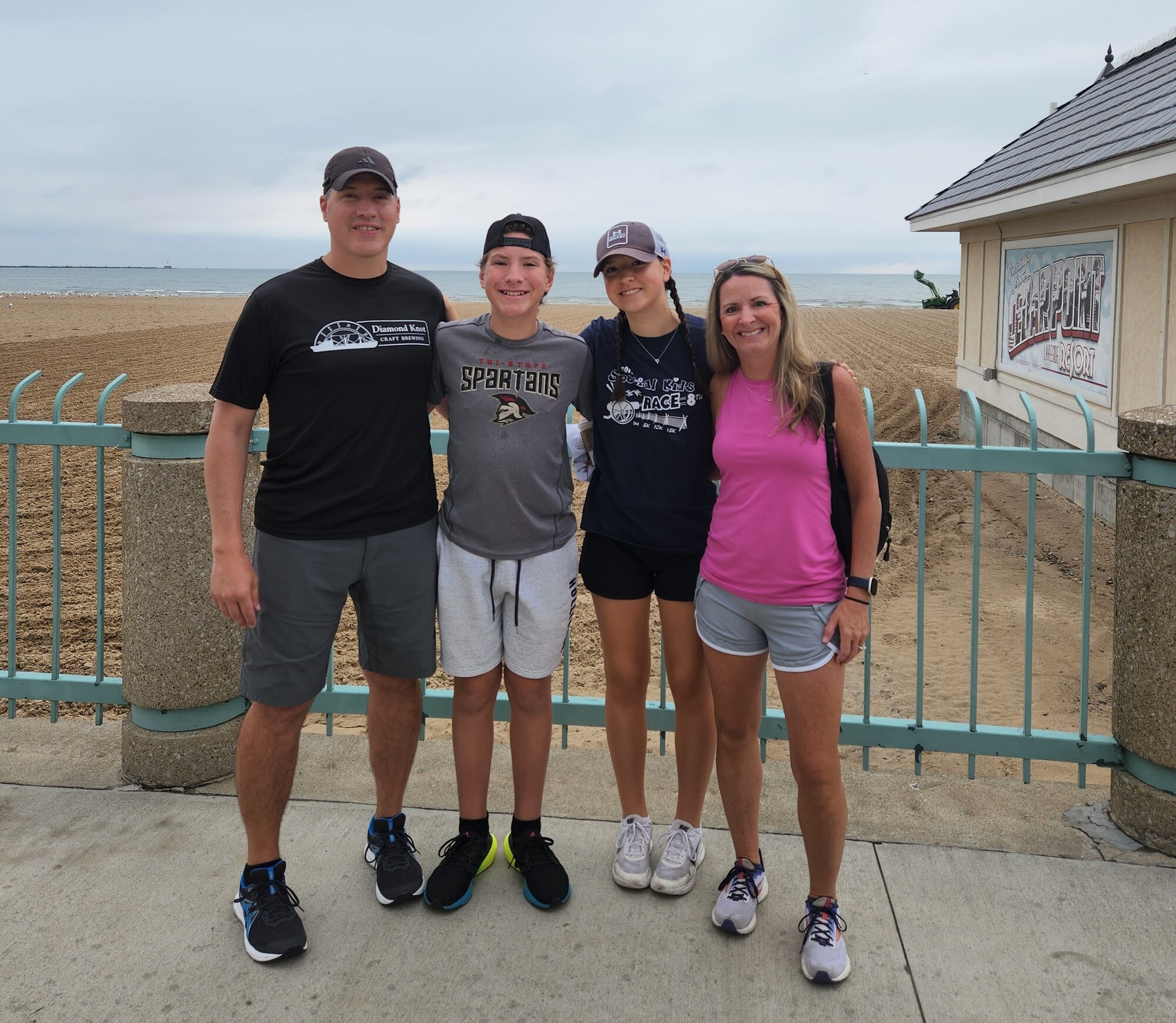 The Sandness family at Cedar Point in Sandusky, Ohio. (From left) Col. Pete Sandness, Tyler, Maren, and Col. Polly Sandness. (Courtesy photo).