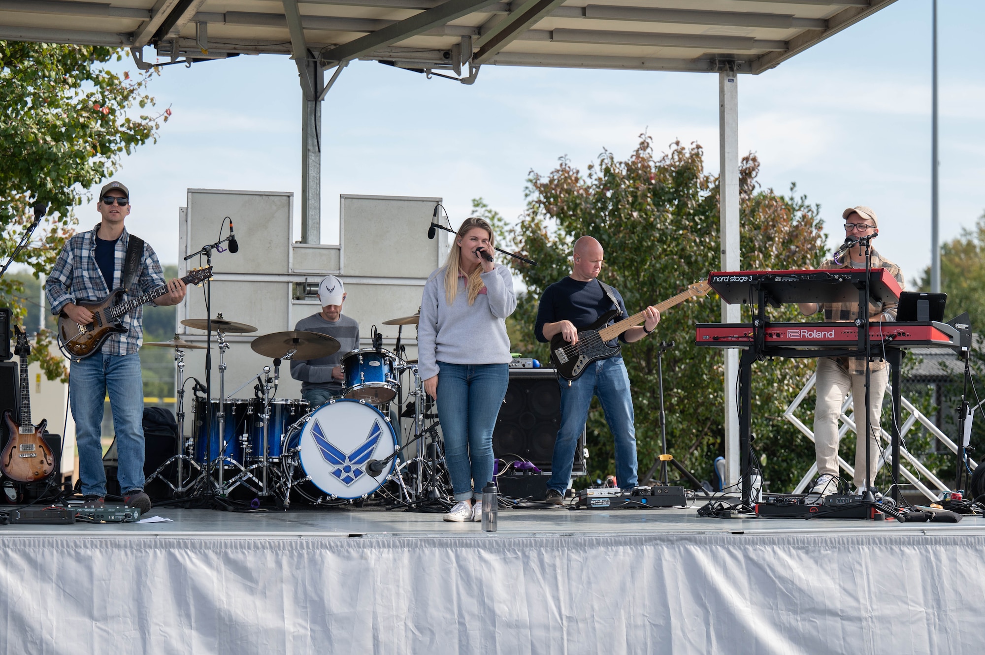 The United States Air Force Band's Max Impact performs at the Sentinels Celebration, Joint Base Anacostia-Bolling, Washington, D.C., Oct. 12, 2022. The Sentinels Celebration was held in honor of the base reaching Full Operational Capability after the first-ever Department of Defense lead service transfer in 2020. (U.S. Air Force photo by Kristen Wong)
