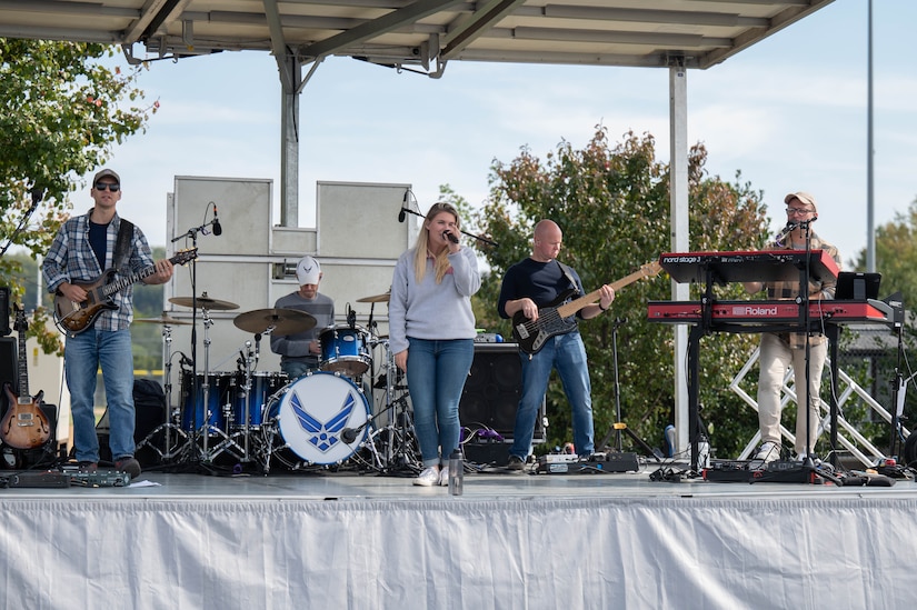 The United States Air Force Band's Max Impact performs at the Sentinels Celebration, Joint Base Anacostia-Bolling, Washington, D.C., Oct. 12, 2022. The Sentinels Celebration was held in honor of the base reaching Full Operational Capability after the first-ever Department of Defense lead service transfer in 2020. (U.S. Air Force photo by Kristen Wong)