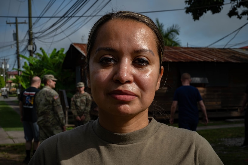 U.S. Army CPT Yessenia Acosta, facilitator of a base-wide MASCAL training exercise and Medical Effects of Ionizing Radiation course, poses for a photo at Soto Cano Air Base, Honduras on 14 Oct, 2022.