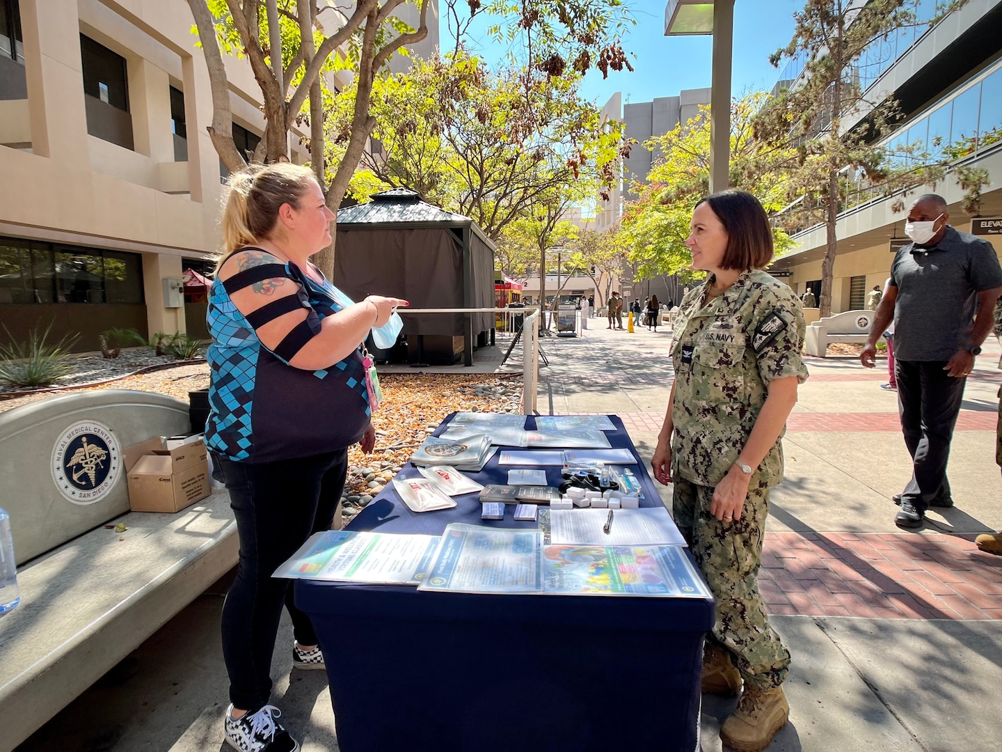 Naval Medical Center San Diego (NMCSD) kicked off the Health and Wellness department’s Week of Wellness fair, Oct. 17, 2022.  The week-long event covers a broad range of topics all aimed at improving one’s overall health and wellness.  Jacqueline Arvizu, NMCSD Health and Wellness Department division officer speaks with Capt. Kim Davis, NMCSD director about the department's Week of Wellness activities.  NMCSD's mission is to prepare service members to deploy in support of operational forces, deliver high quality healthcare services and shape the future of military medicine through education, training and research. NMCSD employs more than 6,000 active duty military personnel, civilians and contractors in Southern California to provide patients with world-class care anytime, anywhere.