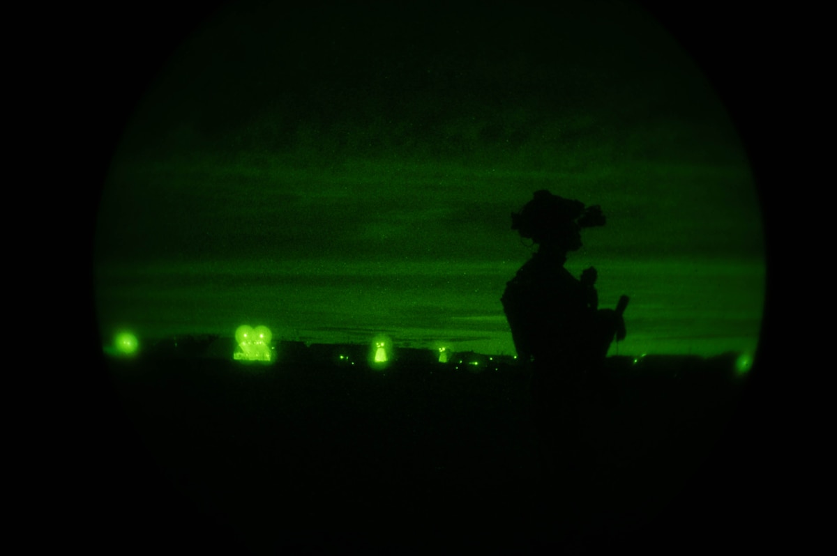 An operator participating in joint training between U.S. and Republic of Korea (ROK) special operations forces, awaits teammates