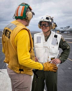 Air Force Maj. Gen. Charles Corcoran, Assistant Deputy Chief of Staff, Operations, Headquarters U.S. Air Force, visits the Nimitz-class aircraft carrier USS George H.W. Bush (CVN 77), June 26, 2022.