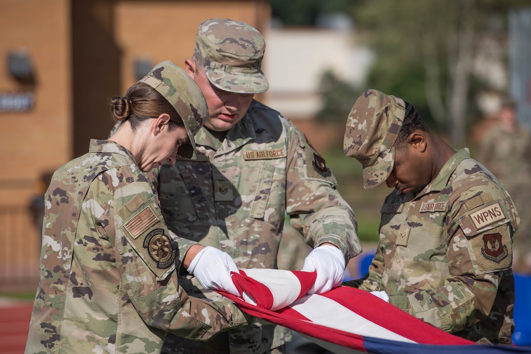 US flag being folded