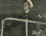 A posed World War II photograph of Machinery Motor Machinist’s Mate Second Class Joseph Toahty in dress blues shot by Coast Guard photographers. (U.S. Coast Guard)