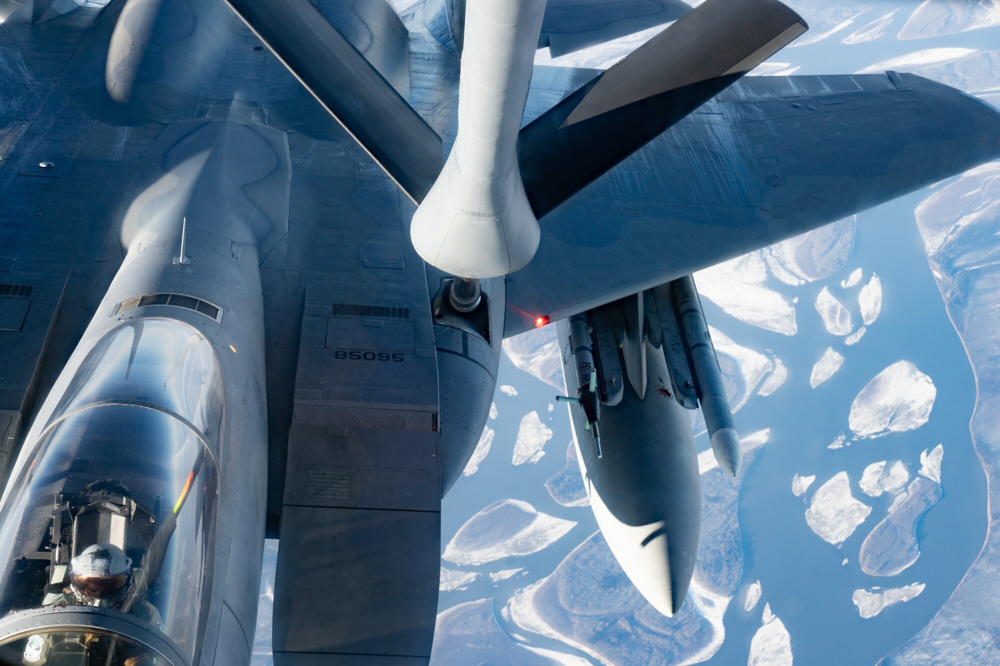 An F-15 Eagle is refueled