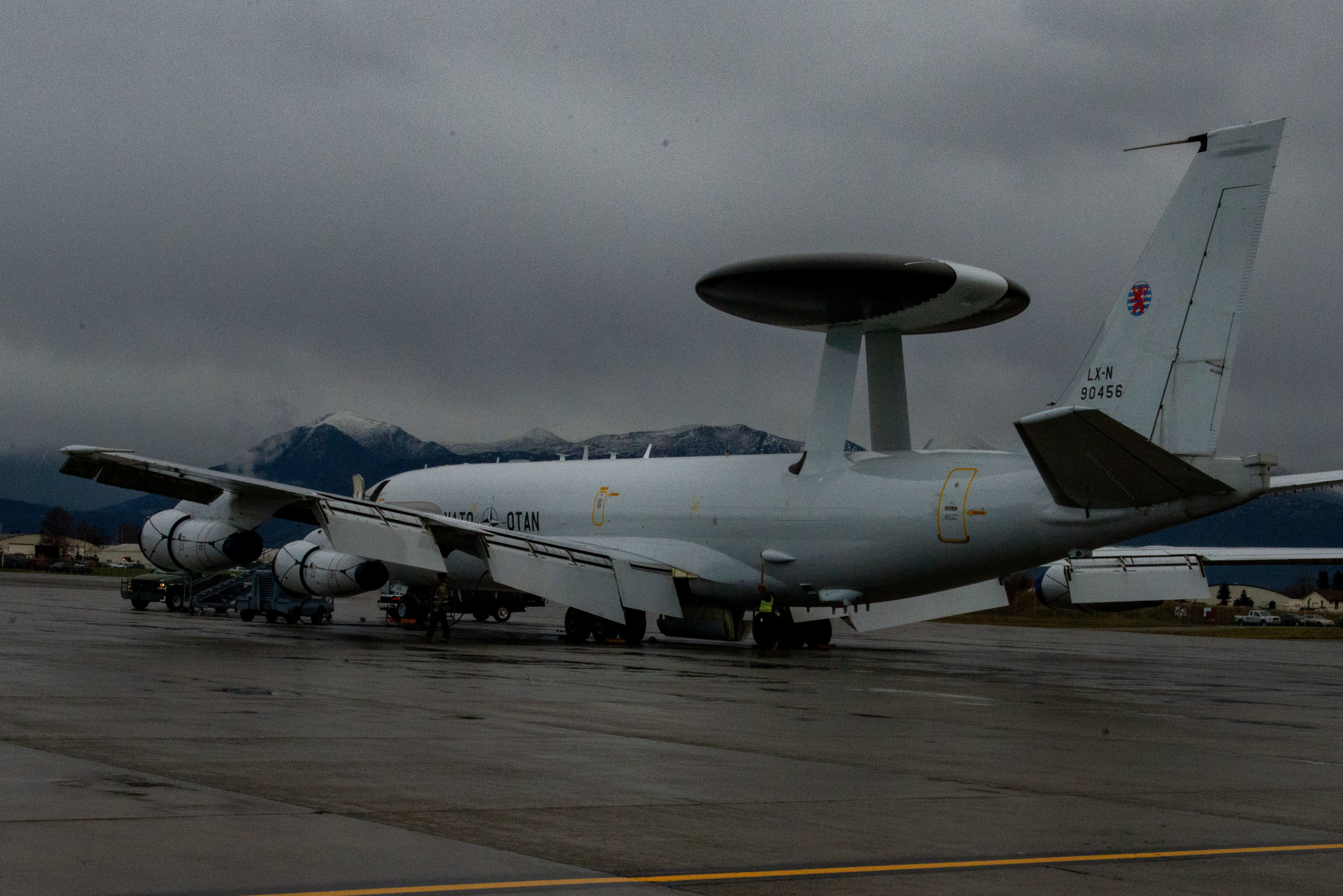 NATO E-3 AWACS reconnaissance plane lands at JBER during RF-A 23-1 