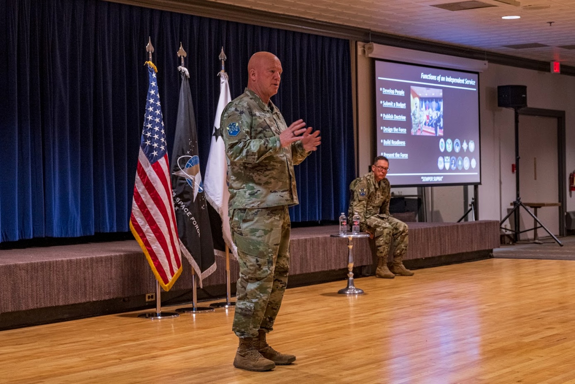 Gen Raymond speaking at the SBD 1 all-call