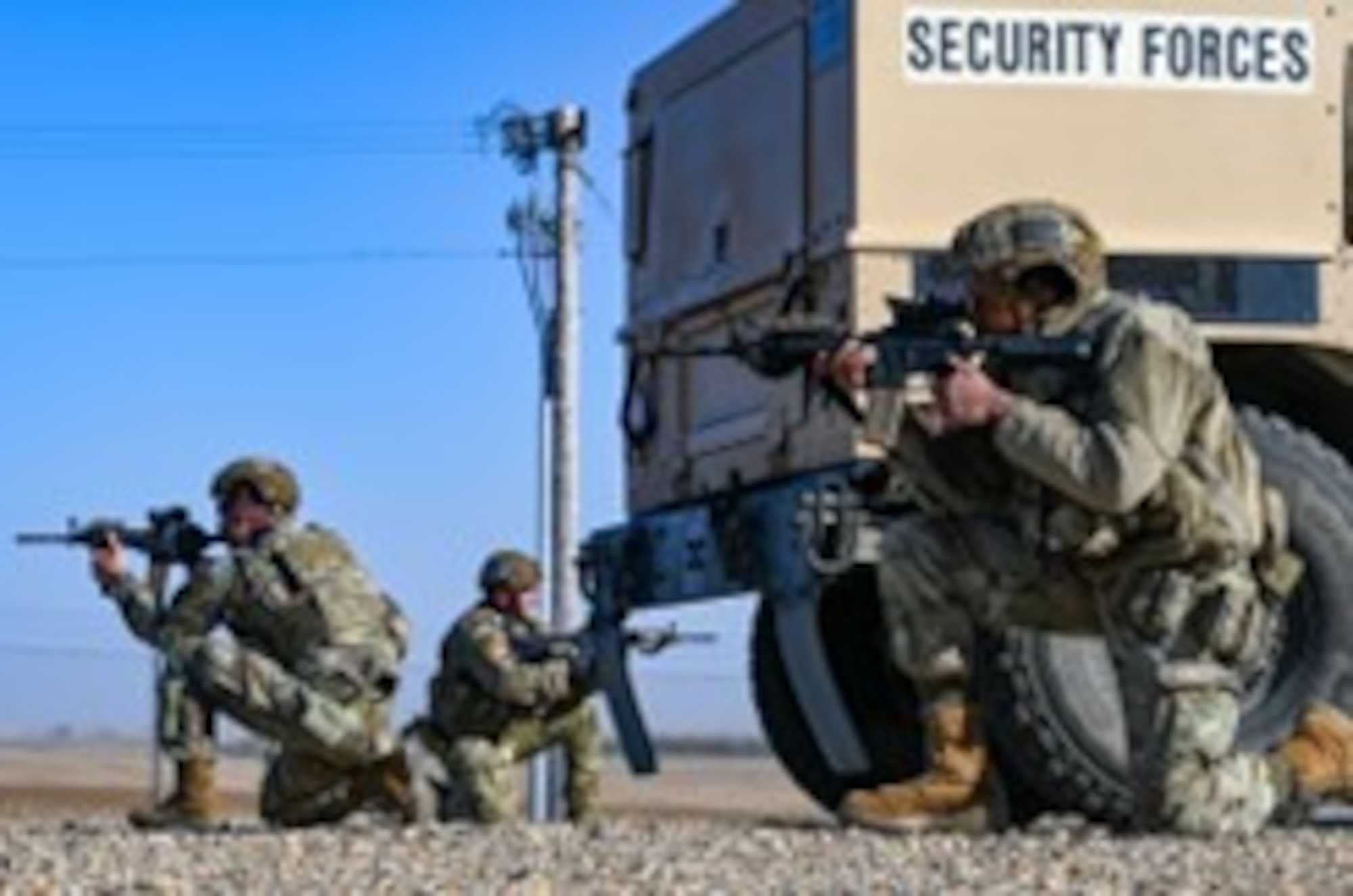 Members of the 91st Security Forces Group stage a tactical control point during Exercise Bully Vigilance at Minot Air Force, North Dakota, Oct. 13, 2022. BV is an semi-annual command and control exercise designed to train U.S. Strategic Command forces and assess joint operational readiness. (U.S. Air Force photo by Senior Airman Zachary Wright)