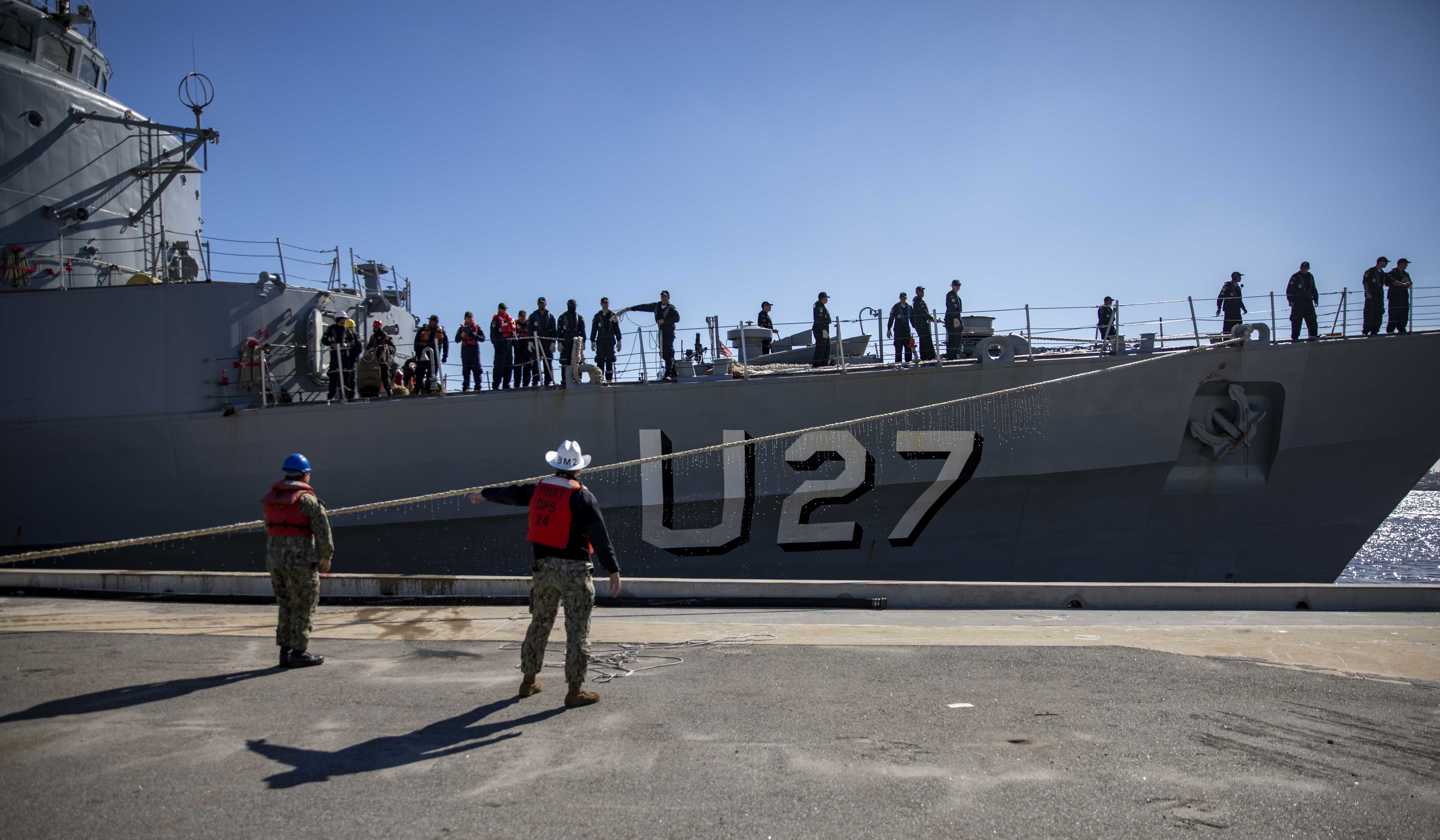 The Brazilian navy Training Ship NE Brasil (U 27) pulls into Naval Station Mayport, Florida, Oct. 19, 2022.