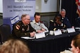 Brig. Gen. Anthony McQueen, commanding general of U.S. Army's Medical Research and Development Command (MRDC), speaks during a panel presentation at the 20th biennial Shoresh Military Medicine Conference in Rockville, Maryland, Sept. 19, 2022.