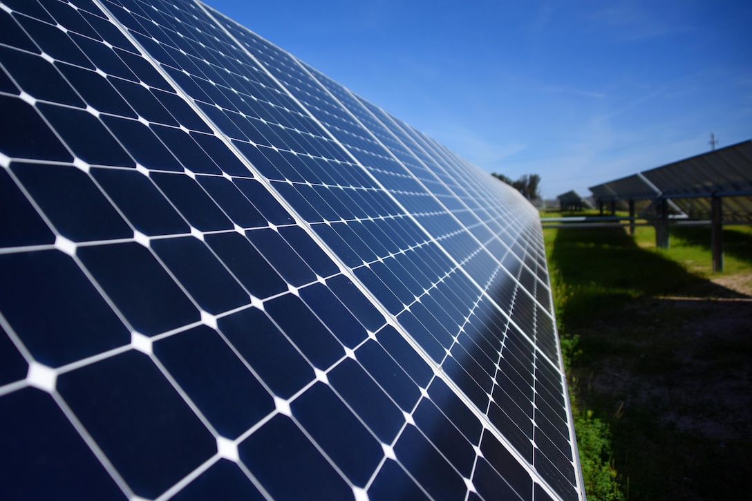 The sun beats down on a solar panel.