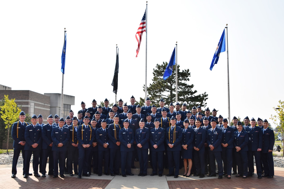 The Air Force Institute of Technology’s Graduate School of Engineering and Management commencement ceremony Sept. 15 included the first class of students to complete an in-residence, non-thesis master’s degree program option for officers in the USAF pilot training pipeline. The 12-month program allowed the 60 officers to earn an advanced degree instead of remaining in casual status until their undergraduate pilot training start date. (U.S. Air Force photo by Katie Scott)