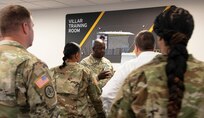Col. Tony Nesbitt, commander, U.S. Army Medical Logistics Command, speaks to a breakout working group during the “MEDLOG in Campaigning’ off-site at U.S. Army Material Command’s headquarters at Redstone Arsenal, Huntsville, Alabama, Sept. 12-14. The purpose of this off-site was to develop support frameworks for Class VIIIA distribution, materiel management, maintenance and information technology system integration to work within the current Army Sustainment Enterprise software solution, which is Global Combat Support System-Army.