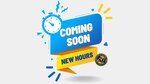 Graphic with a clock, the NMRTC Pax River logo and text "Coming Soon New Hours".